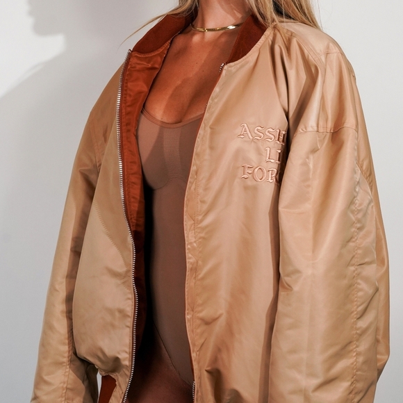 NWT Assholes Live Forever Brown Tan Reversible Bomber Jacket ALF Unisex Size 2XL - Picture 5 of 15